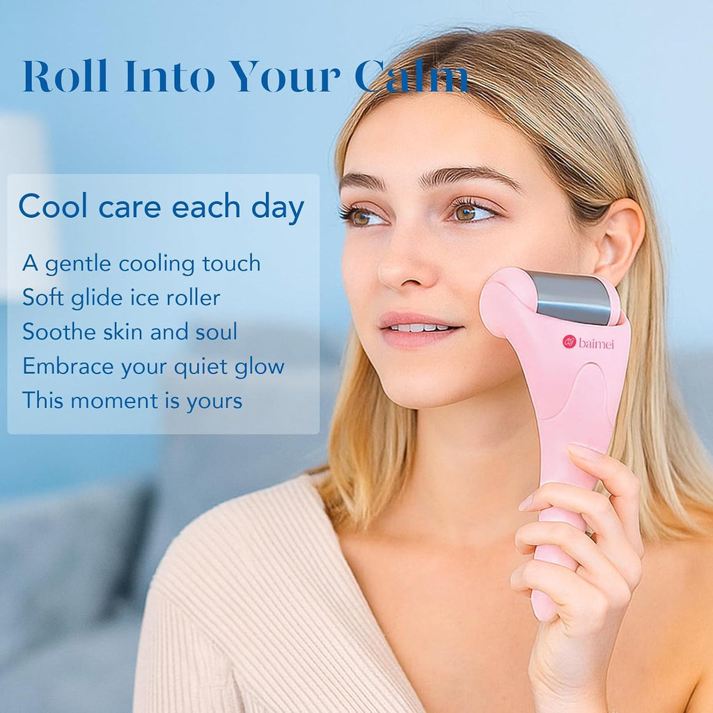 Icyme Stainless Steel Ice Roller for Face & Gua Sha Facial Tools | Soothes Puffiness & Relaxation,Daily Beauty Tools Accessories,Self Care Gifts for Women,Home Spa & Travel Use