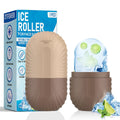 Ice Roller for Face and Eye, Silicone Ice Facial Roller Ice Holder, Face Ice Mold Skin Care, Face Icers Reusable Ice Cube Roller for Shrink Pores anti Wrinkle Reduce Puffiness, Brown