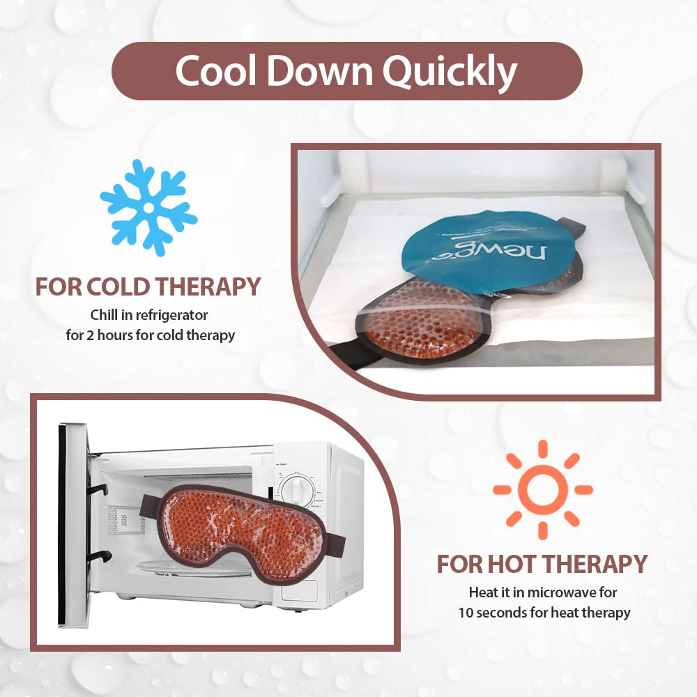 Cooling Eye Mask for after Surgery, Reusable Gel Face Ice Pack, Brown