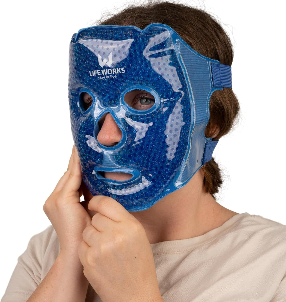 Gel Bead Face Mask, Eye Ice Pack, Cooling, Cold, Puffy, Blue