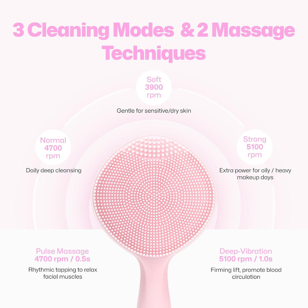 Facial Cleansing Brush with Warming Function & 5 Vibration Speeds