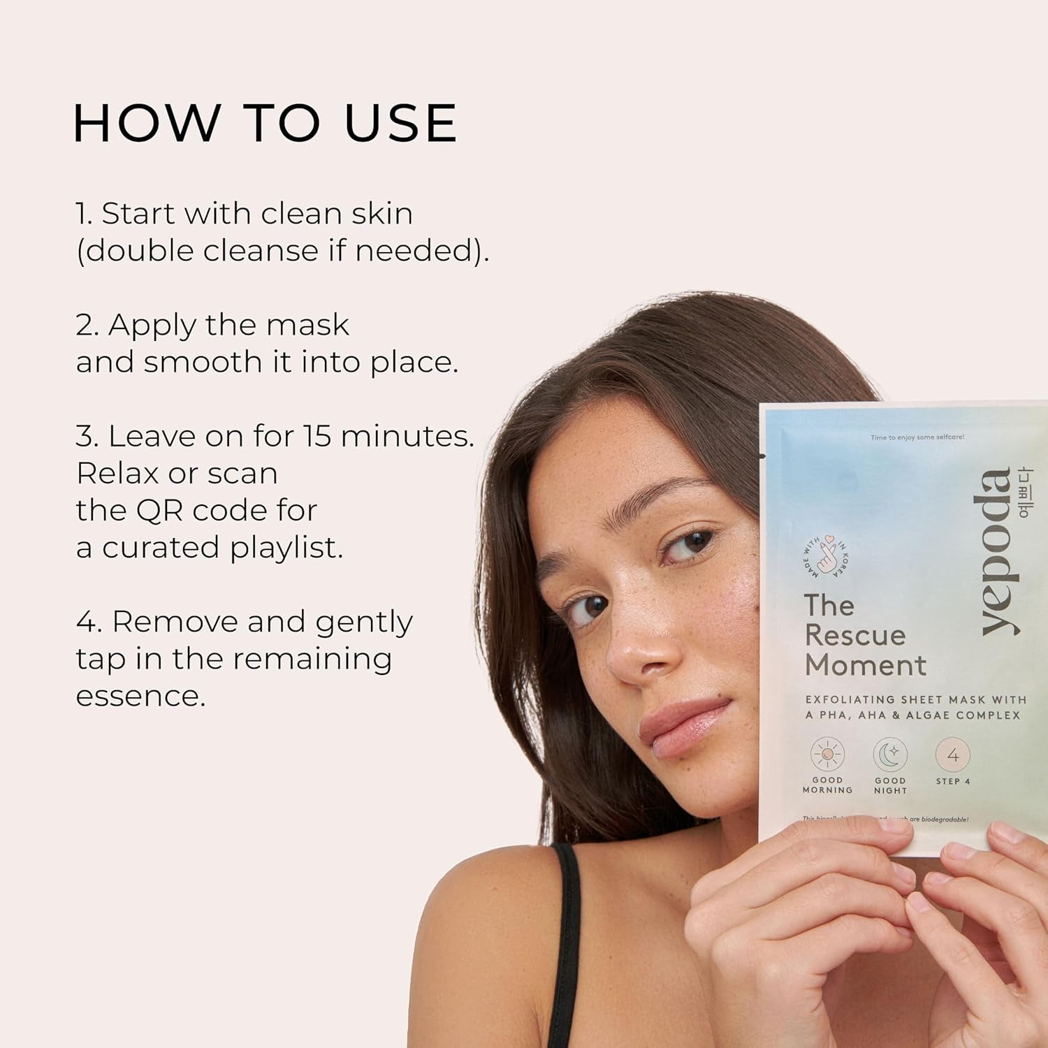 the Rescue Moment, Exfoliating PHA & AHA Sheet Mask, Brightening & Clarifying, Vegan Korean Sheet Mask for All Skin Types, 0.88 OZ. (25 G)