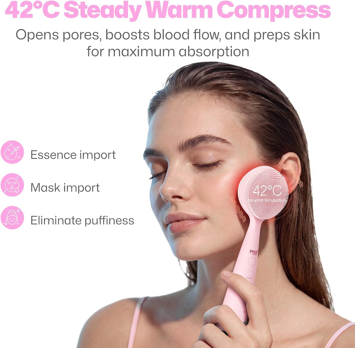 Facial Cleansing Brush with Warming Function & 5 Vibration Speeds