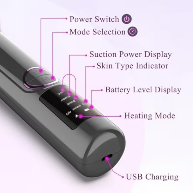 Blackhead Removers Pore Vacuum with Heating，5 Suction Heads & 3 Adjustable Suction Levels ，For Nose & Face Deep Pore Cleansing