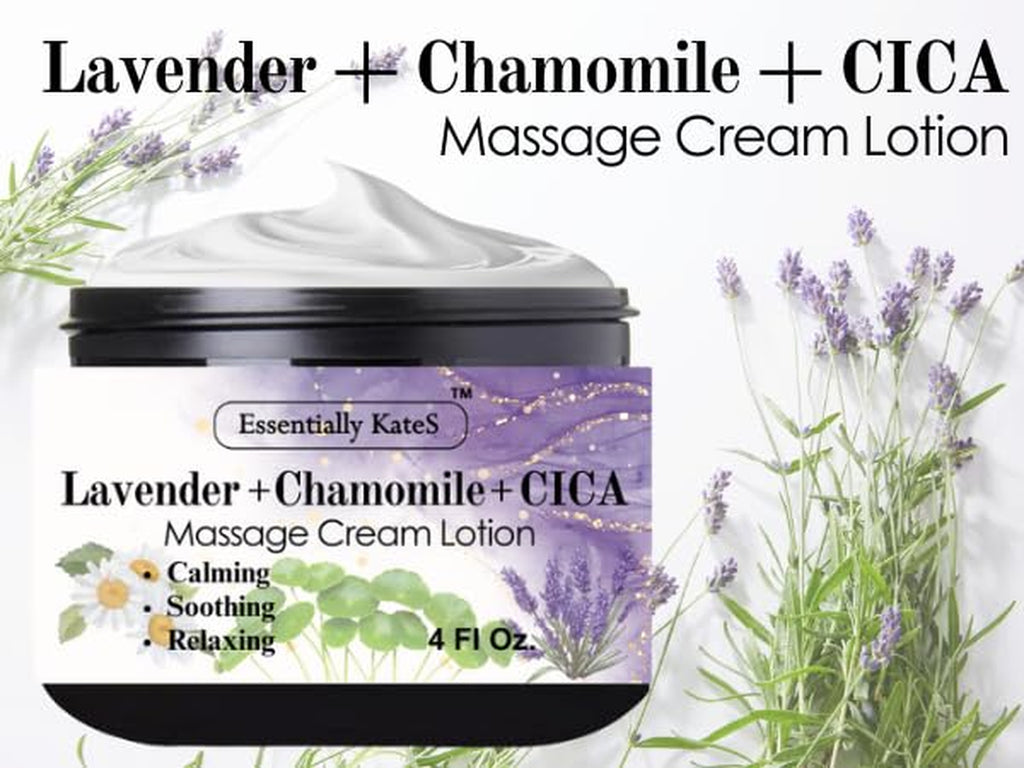 Lavender + Chamomile + CICA Cream Lotion 4 Fl Oz - Calming, Soothing, Relaxing, Hydrating.