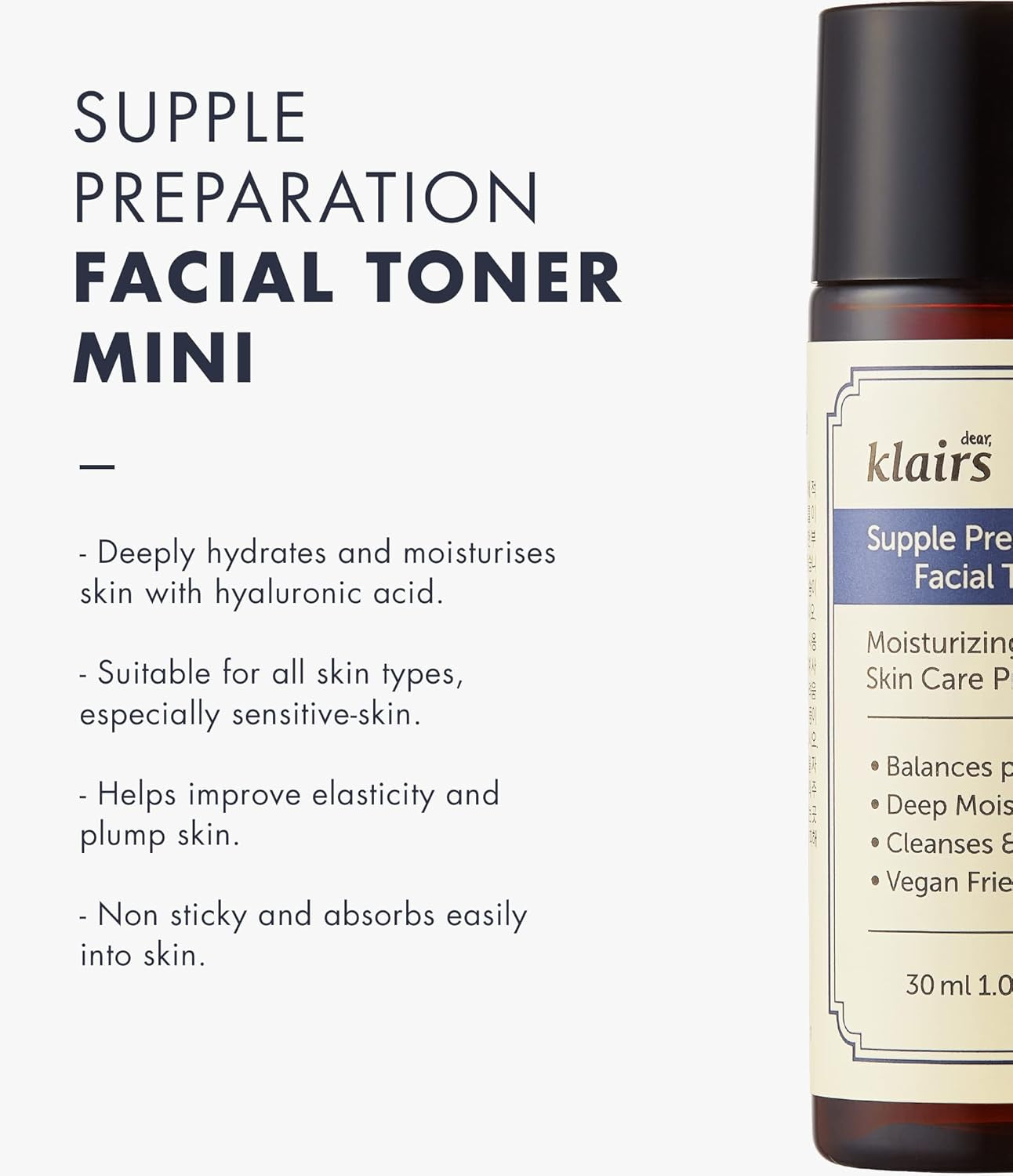 Supple Preparation Facial Toner, Ph Balance, Moisturizer, Korean Skincare, Non-Sticky, for Sensitive Skin Face, K-Beauty, 1.01 Fl Oz