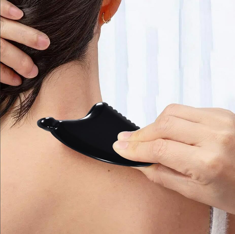 Gua Sha Facial Tools Gua Sha Stone Obsidian Gua Sha Face Stone Massager Gua Sha Facial Tool for Face Double Chin & Jawline, Face Stones Self-Skin Care Face Stone Gua Sha for Women Guasha Stone Black