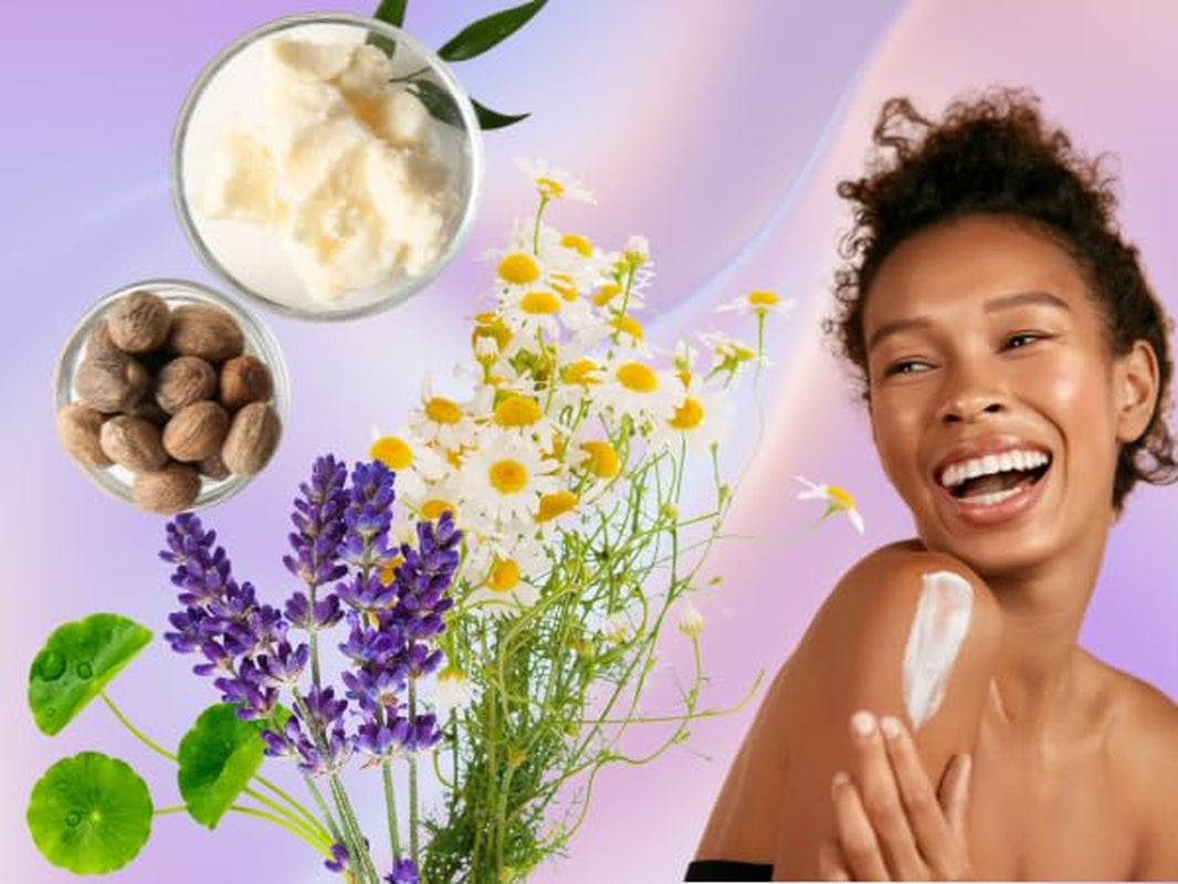 Lavender + Chamomile + CICA Cream Lotion 4 Fl Oz - Calming, Soothing, Relaxing, Hydrating.