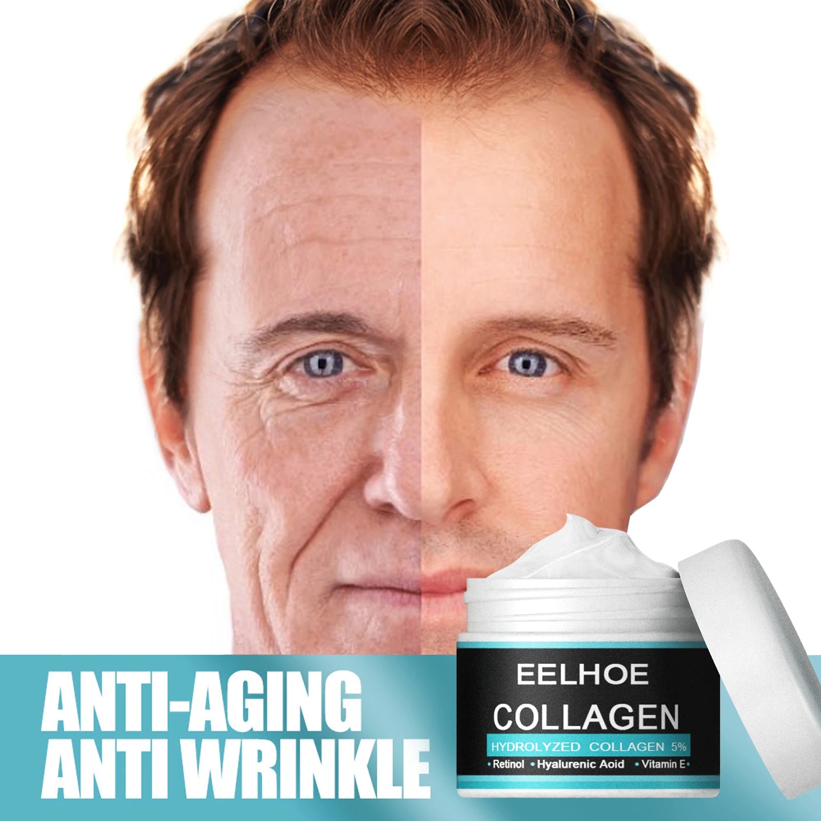 Anti-Wrinkle Cream for Men Mild Moisturizing Removing Wrinkles Firming Lifting Neck Fade Fine Lines Anti-Aging Facial Treatment