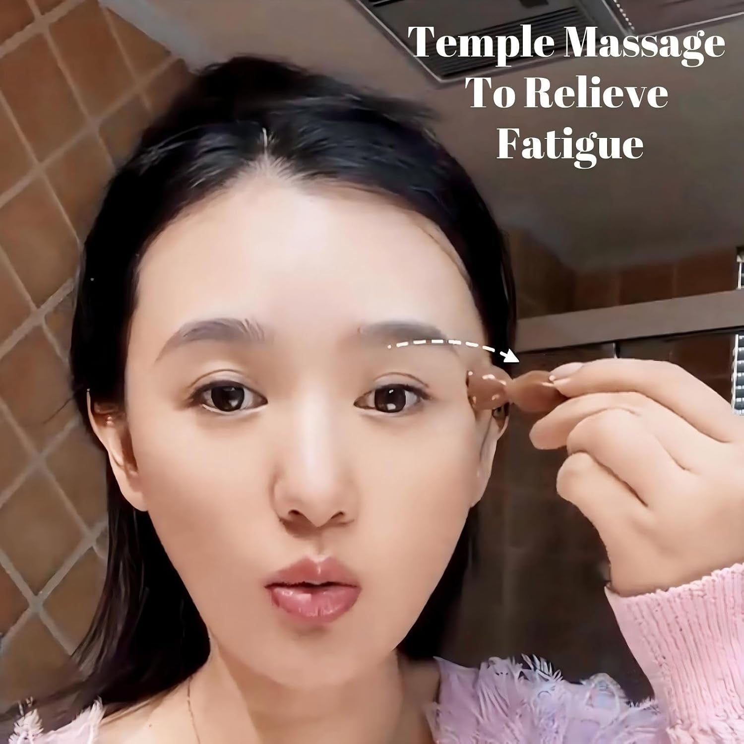 Mini Ice Roller Sandalwood Face Massager | Natural Sandalwood Grip Paired with 5 Copper Beads for Targeted Acupressure, Compact Portable Facial Tool for Face and Eye