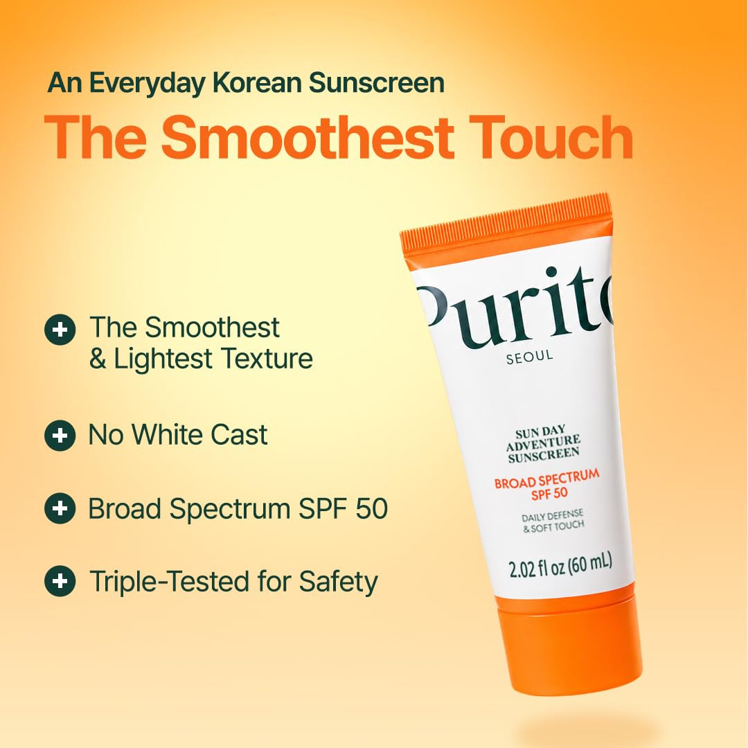 Korean Sunscreen SPF 50 | Lightest Texture, No White Cast, Broad Spectrum UVA/UVB | Oil-Free, Vegan, for All Skin Types | Daily Lightweight Sun Protection, Korean Skincare, 60Ml 2.02 Fl.Oz