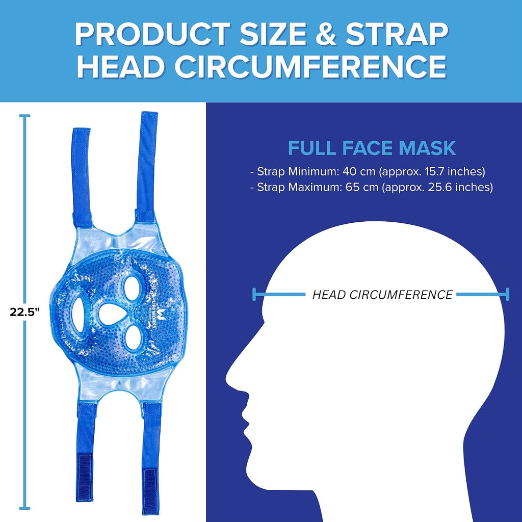 Gel Bead Face Mask, Eye Ice Pack, Cooling, Cold, Puffy, Blue