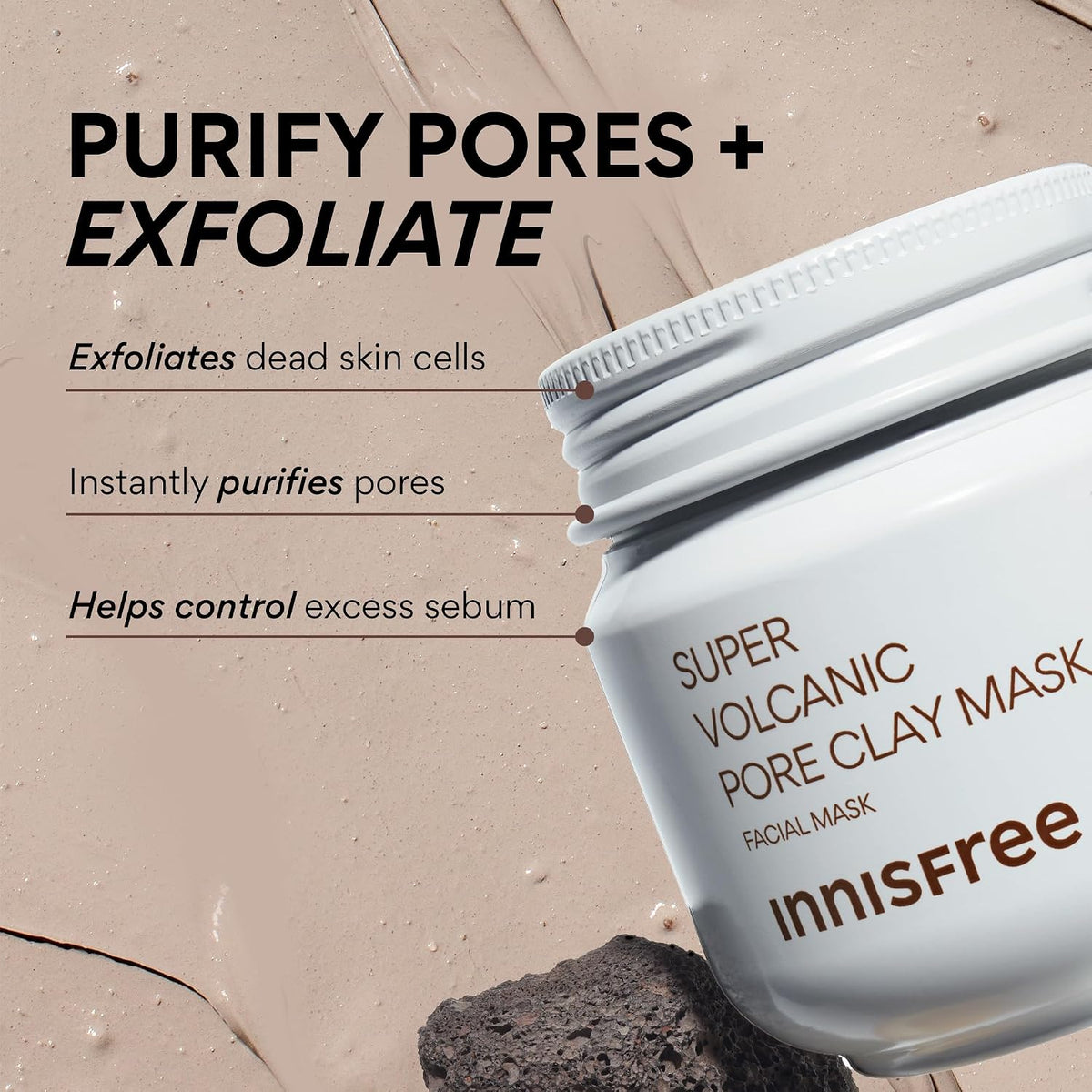 Innisfree Super Volcanic Pore Clay Mask | Exfoliating Korean Clay Mask