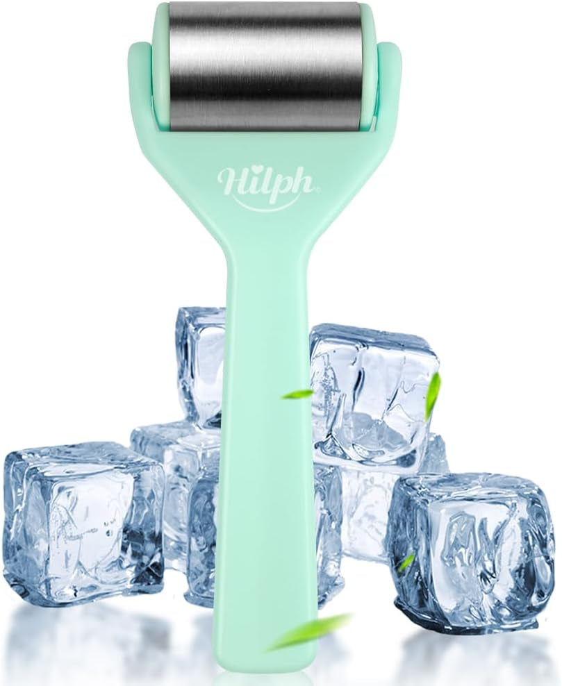 Ice Roller for Face Metal, Stainless Steel Ice Face Roller for Skin Care, Cold Facial Massager Roller for Puffiness, Eye Bags, Wrinkles, Fine Lines Anti-Aging (Green)