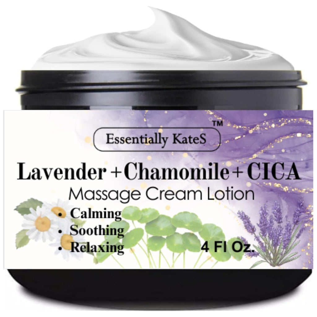 Lavender + Chamomile + CICA Cream Lotion 4 Fl Oz - Calming, Soothing, Relaxing, Hydrating.