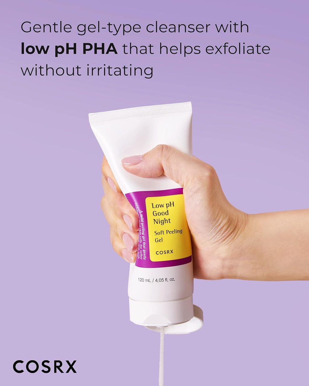 Low Ph Soft Peeling Gel, Korean Gentle Face Scrub, 4.05 Fl Oz | Mildly Exfoliating PHA for Sensitive Skin with Natural Cellulose, Cleansing, Korean Skin Care