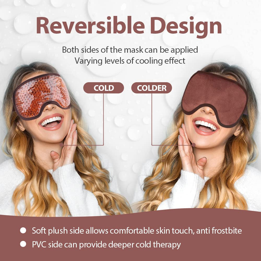 Cooling Eye Mask for after Surgery, Reusable Gel Face Ice Pack, Brown