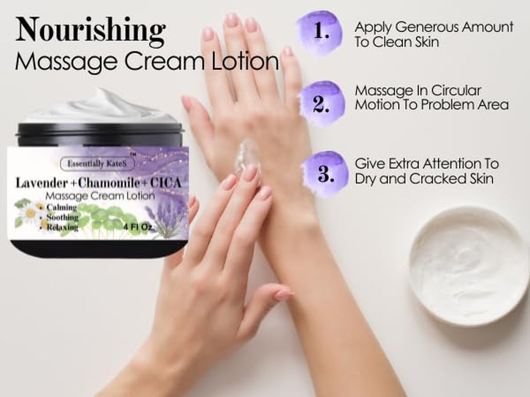 Lavender + Chamomile + CICA Cream Lotion 4 Fl Oz - Calming, Soothing, Relaxing, Hydrating.