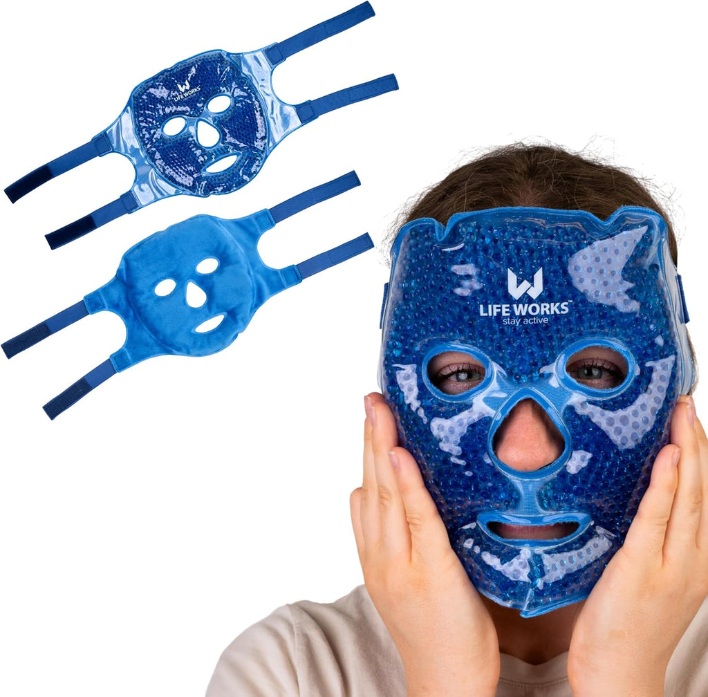 Gel Bead Face Mask, Eye Ice Pack, Cooling, Cold, Puffy, Blue
