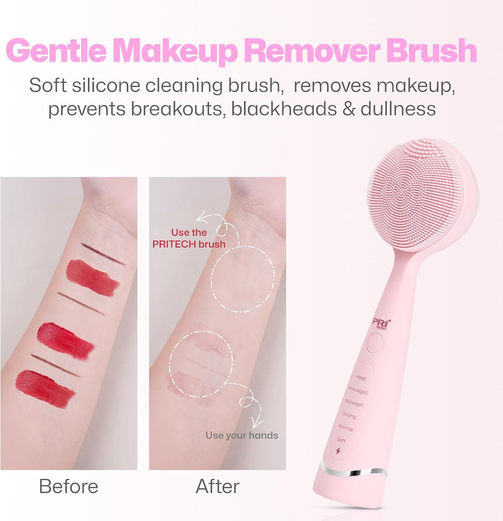 Facial Cleansing Brush with Warming Function & 5 Vibration Speeds