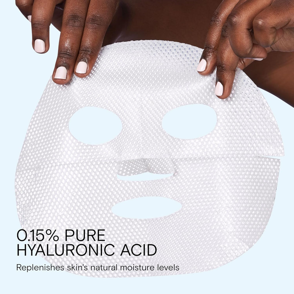 Restore Pure Hyaluronic Acid Biocellulose Face Mask, Hydrating and Plumping Single Use Sheet Mask for Dry, Sensitive Skin, 0.7 Oz