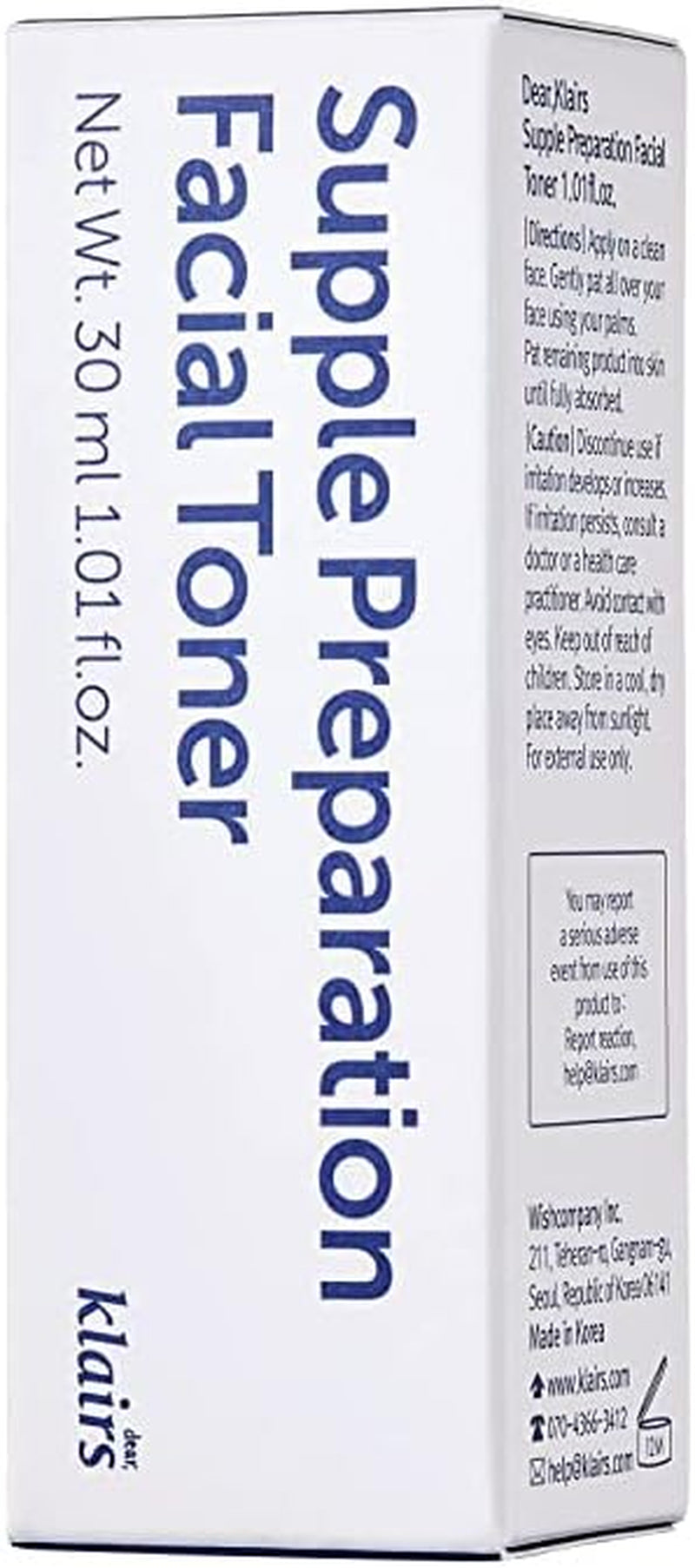 Supple Preparation Facial Toner, Ph Balance, Moisturizer, Korean Skincare, Non-Sticky, for Sensitive Skin Face, K-Beauty, 1.01 Fl Oz