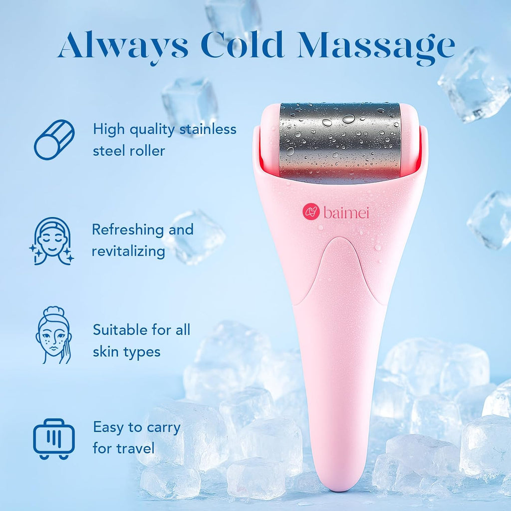 Icyme Stainless Steel Ice Roller for Face & Gua Sha Facial Tools | Soothes Puffiness & Relaxation,Daily Beauty Tools Accessories,Self Care Gifts for Women,Home Spa & Travel Use