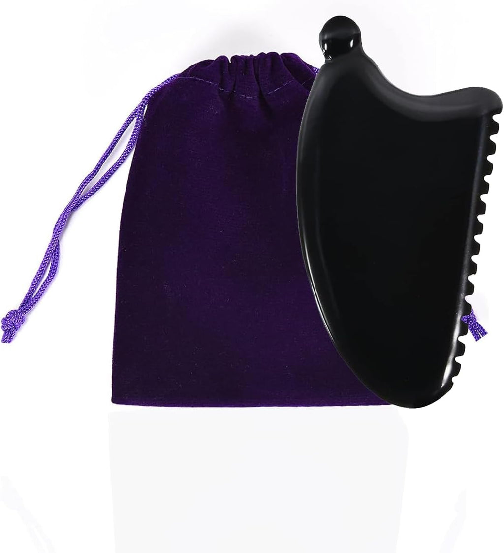 Gua Sha Facial Tools Gua Sha Stone Obsidian Gua Sha Face Stone Massager Gua Sha Facial Tool for Face Double Chin & Jawline, Face Stones Self-Skin Care Face Stone Gua Sha for Women Guasha Stone Black