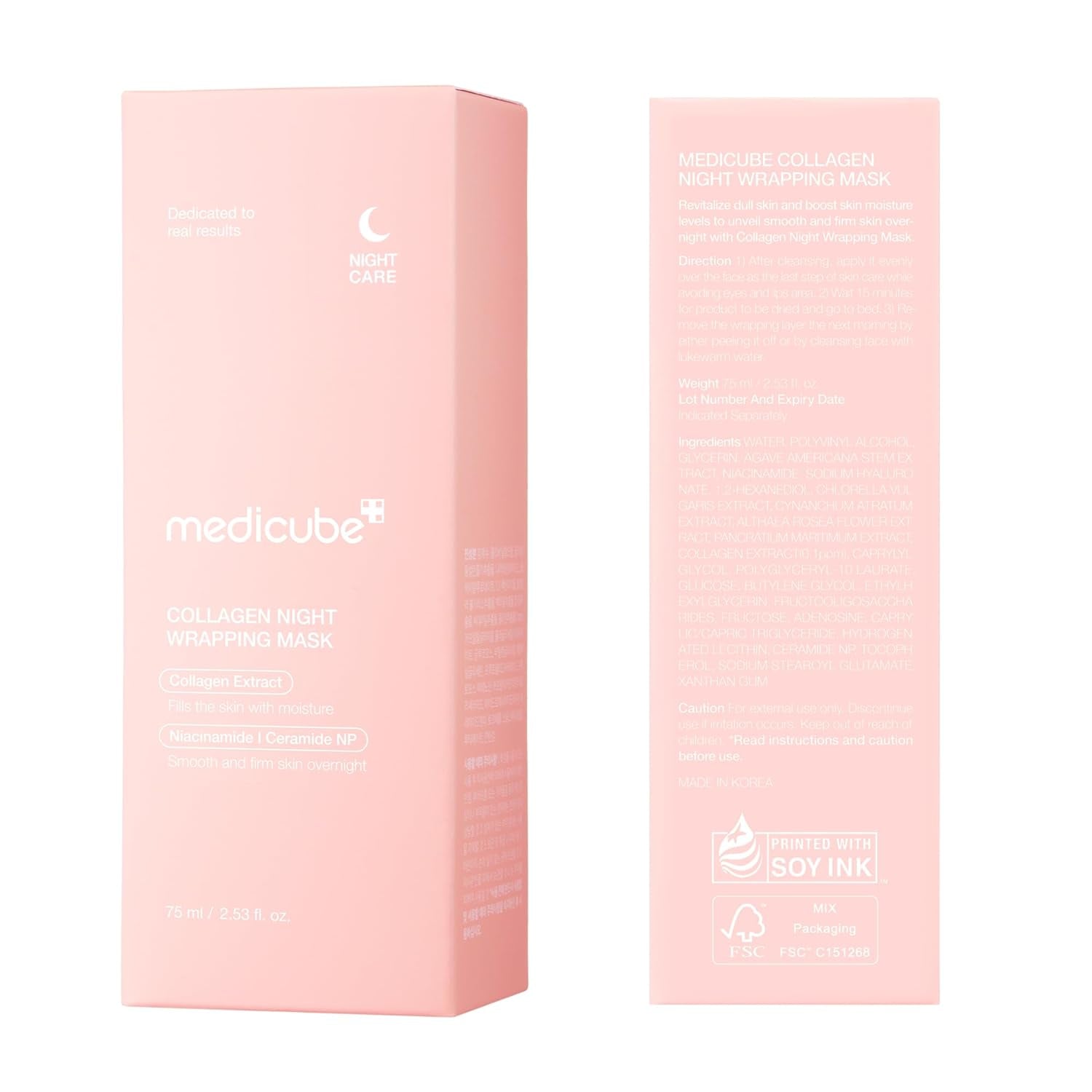 Wrapping Mask Collagen Overnight Peel off Facial Mask | Elasticity & Hydration Care, Reduces Sagging & Dullness | Hydrolyzed Collagen for Glowing Skin | Korean Skin Care, 2.53 Fl.Oz