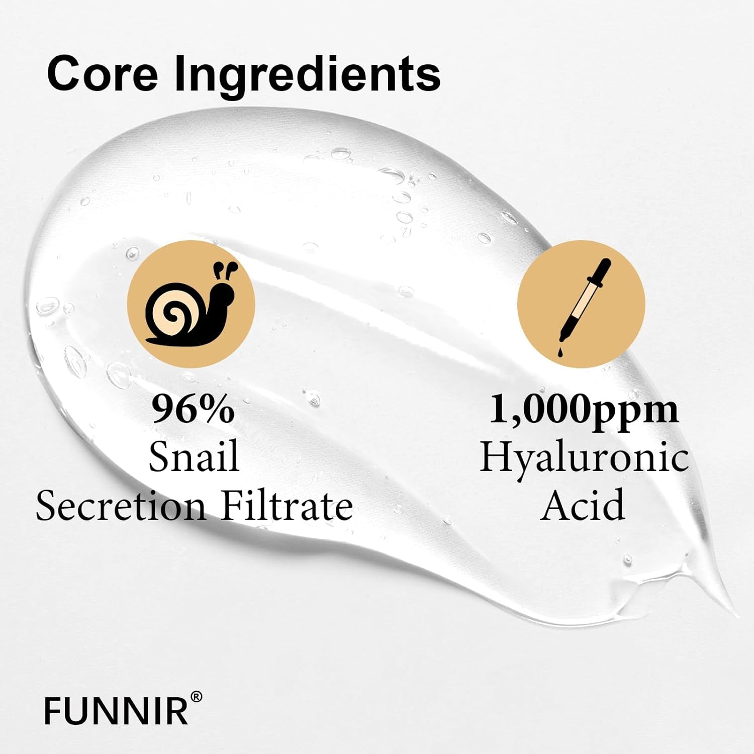 FUNNIR Snail Mucin 96% Essence 100Ml, Hydrating Serum for Face with Snail Secretion Filtrate for Dull Skin, Skin Care Products for All Skin Types