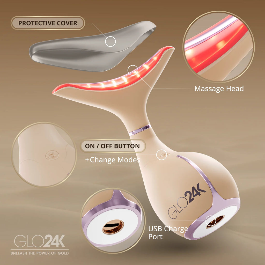 GLO24K 7 Color LED Neck and Face Beauty Device - Limited Edition