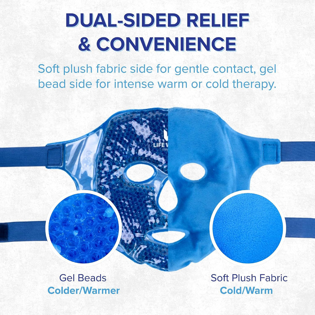 Gel Bead Face Mask, Eye Ice Pack, Cooling, Cold, Puffy, Blue
