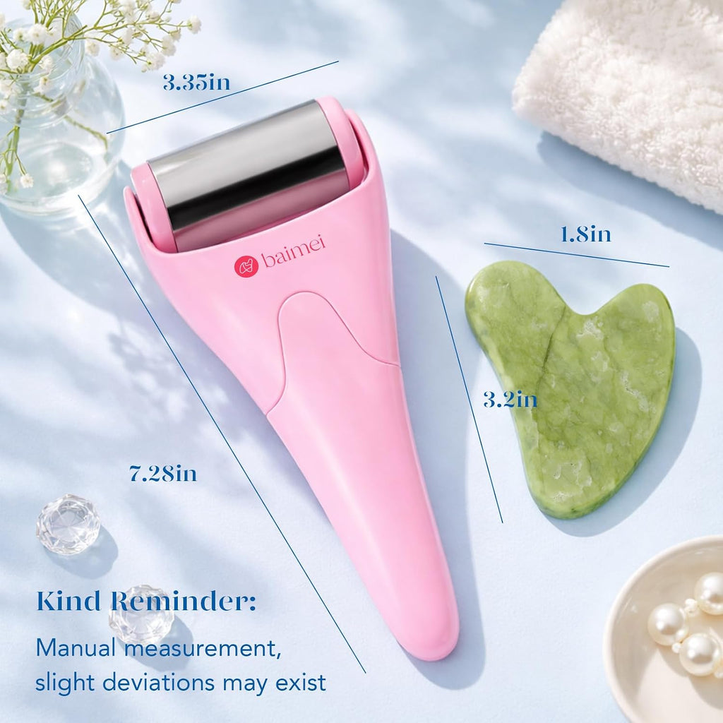 Icyme Stainless Steel Ice Roller for Face & Gua Sha Facial Tools | Soothes Puffiness & Relaxation,Daily Beauty Tools Accessories,Self Care Gifts for Women,Home Spa & Travel Use
