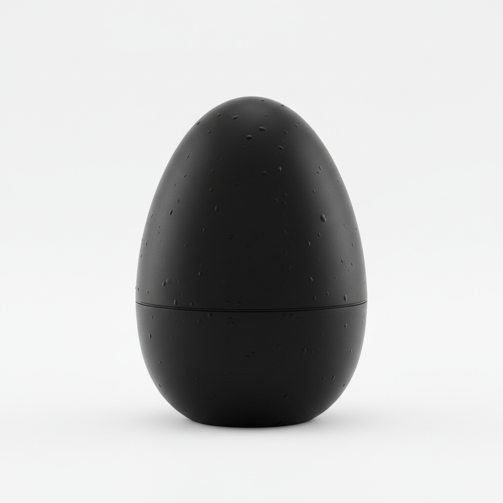 Black silicone ice roller on white background