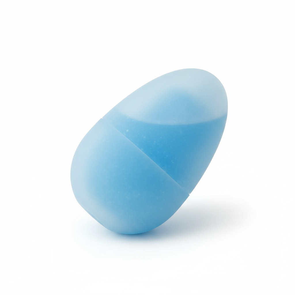 Blue silicone ice roller on white background