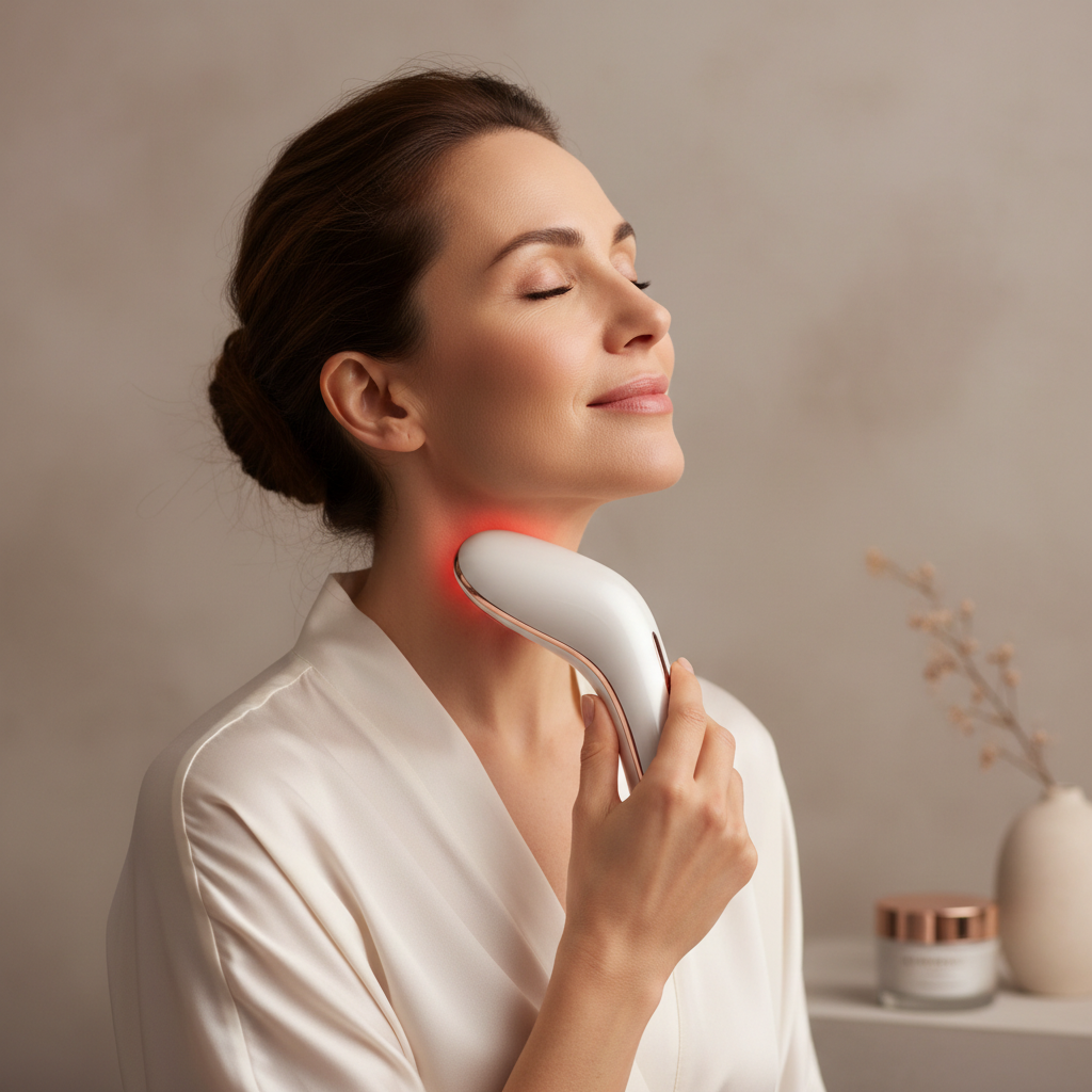 Neck & Face Firming Device with Heat & Color Light Therapy